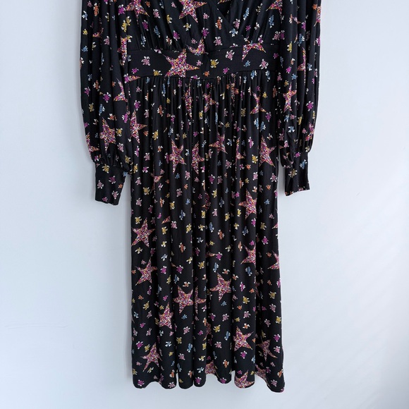 Boden Blouson Sleeve Fixed Wrap Jersey Midi Dress Black Star Floral 2 P NWT - Picture 12 of 16